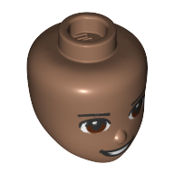 Minidoll Head, Reddish Brown Eyes, Open Mouth Smile print Medium Brown
