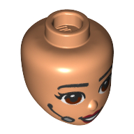 Minidoll Head with Reddish Brown Eyes, Dark Red Lips, Headset Microphone print Nougat