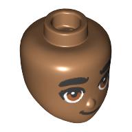 Minidoll Head Thick Black Eyebrows, Reddish Brown Eyes, Smile print Medium Nougat