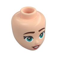 Minidoll Head Dark Turquoise Eyes, Pink Lips print Light Nougat