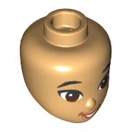 Minidoll Head, Reddish Brown Eyes, Dark Orange Lips, Open Mouth Smile print Warmes Beige