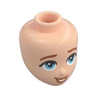 Minidoll Head with Brown Eyebrows, Bright Light Blue Eyes, Looking Up, Open Mouth print Light Nougat