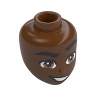 Minidoll Head, Black Eyebrows, Brown Eyes, Open Mouth Smile print Reddish Brown