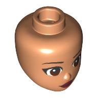 Minidoll Head with Thin Black Eyebrows, Reddish Brown Eyes, Dark Red Lips print Nougat