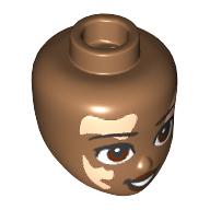 Minidoll Head, Reddish Brown Eyes, Light Nougat Vitiligo Patches print in 