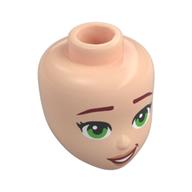 Minidoll Head, Dark Red Eyebrows, Bright Green Eyes, Dark Red Lips print Light Nougat