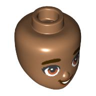 Minidoll Head with Dark Brown Eyebrows, Brown Eyes, Reddish Brown Lips Medium Nougat