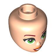 Minidoll Head, Dark Red Eyebrows, Bright Green Eyes print Light Nougat