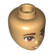 Minidoll Head Reddish Brown Eyebrows, Brown Eyes, Dark orange Lips print Warm Tan
