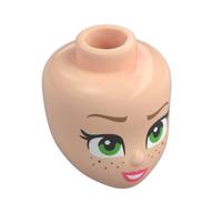 Minidoll Head with Dark Tan Eyebrows, Bright Green Eyes, Freckles, Coral Lips print Light Nougat