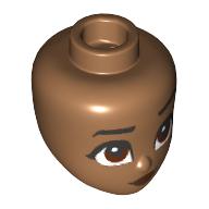 Minidoll Head, Black Eyebrows, Reddish Brown Eyes Looking Up, Dark Red Lips print in 