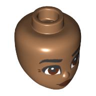 Minidoll Head with Black Eyebrows, Reddish Brown Eyes, Dark Red Lips, Crows Feet print Medium Nougat