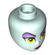Minidoll Head with Lavender Eyeshadow, Yellow Eyes, Dark Purple Lips print Hellaqua