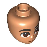 Minidoll Head, Black Thick Eyebrows, Reddish Brown Eyes, Dark Red Lips print Nougat