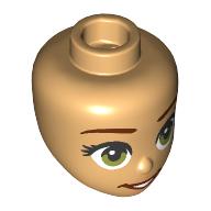Minidoll Head, Dark Red Eyebrows, Olive Green Eyes, Dark Red Lips, Open Mouth Warmes Beige