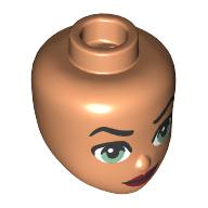 Minidoll Head, Black Raised Eyebrows, Sand Green Eyes, Dark Red Lips, Close Mouth Nougat
