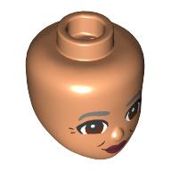 Minidoll Head, Dark Bluish Grey Eyebrows, Reddish Brown Eyes, Dark Red Lips, Crows Feet Nougat
