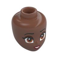 Minidoll Head, Black Eyebrows, Nougat Eyes, Dark Red Lips, Open Mouth Medium Brown