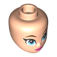Minidoll Head, Dark Brown Eyebrows, Bright Light Blue, Dark Pink Lips, Closed Mouth Hellnougat