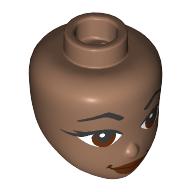 Minidoll Head, Black Eyebrows, Dark Red Eyes, Lips, Smirk print Medium Brown