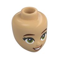 Minidoll Head Dark Red Eyebrows, Lips, Olive Green Eyes Warm Tan