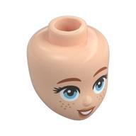 Minidoll Head Nougat Eyebrows, Bright Light Blue Eyes, Freckles, Open Mouth Light Nougat