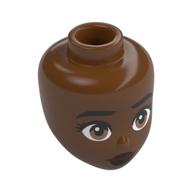 Minidoll Head, Black Eyebrows, Medium Brown Eyes Rotbraun