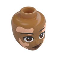 Minidoll Head, Reddish Brown Eyes, Dark Red Lips, Light Nougat Vitiligo Patches print in 