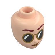 Minidoll Head, Dark Red Eyebrows, Gold Sunglasses, Black Glasses Light Nougat
