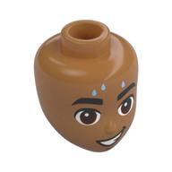Minidoll Head, Thick Black Eyebrows, Reddish Brown Eyes, Smile, Sweat Droplets Medium Nougat