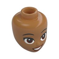 Minidoll Head, Black Eyebrows, Reddish Brown Eyes, Lips, Open Mouth Smile Mittelnougat
