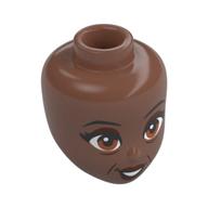 Minidoll Head, Thin Black Eyebrows, Dark Red Eyeshadow, Lips, Brown Eyes, Wrinkles Medium Brown