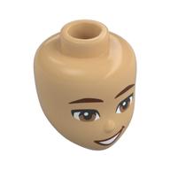 Minidoll Head with Dark Red Eyebrows, Lips, Brown Eyes print Warm Tan