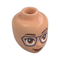 Minidoll Head, Reddish Brown Eyebrows, Dark Blue Glasses Nougat