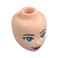 Minidoll Head, Dark Brown Eyebrows, Bright Light Blue Eyes, Dark Purple Lips Light Nougat