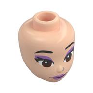 Minidoll Head with Black Eyebrows, Lavender Eyeshadow, Lips, Reddish Brown Eyes Hellnougat