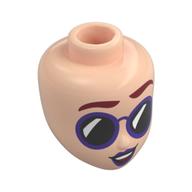Minidoll Head, Dark Red Eyebrows, Dark Purple Sunglasses, Black Glass, Dark Purple Lips Light Nougat