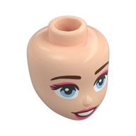 Minidoll Head, Reddish Brown Eyebrows, Bright Light Blue Eyes, Coral Lips, Open Mouth Light Nougat