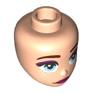 Minidoll Head, Reddish Brown Eyebrows, Bright Light Blue Eyes, Magenta Eyeshadow, Lips Light Nougat