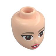 Minidoll Head, Dark Tan Eyebrows, Reddish Brown Eyes, Coral Lips Light Nougat