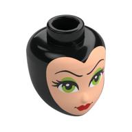 Minidoll Head, Light Nougat Face, Thin Black Eyebrows, Lime Eyes, Eyeshadow, Red Closed Lips Schwarz