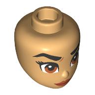 Minidoll Head, Thich Black Eyebrows, Stern, Brown Eyes, Dark Orange Lips Warm Tan