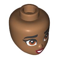 Minidoll Head, Thick Black Eyebrows, Brown Eyes, Dark Red Lips, Teeth Mittelnougat