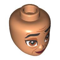 Minidoll Head, Thick Black Eyebrows, Wrinkles, Tired, Brown Eyes, Dark Red Closed Lips Nougat