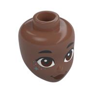 Minidoll Head, Black Eyebrows, Reddish Brown Eyes, Dark Red Lips, Bright Pink Dots, Medium Azure Stars. Medium Brown