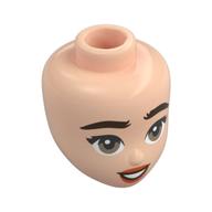 Minidoll Head, Thick Dark Brown Eyebrows, Light Bluish Grey Eyes, Dark Orange Lips Hellnougat