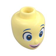 Minidoll Head, Big White Eyes, Blue Pupils, Coral Lips Bright Light Yellow