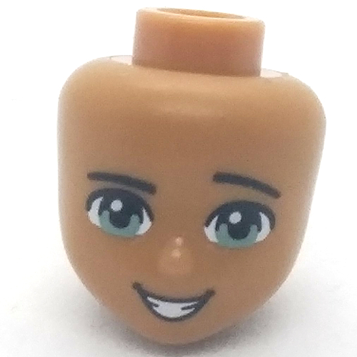 Minidoll Head with Sand Green Eyes, Open Smile, Teeth Medium Nougat