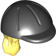 Hair and Helmet, Long with Ponytail and Black Riding Helmet Pattern Bright Light Yellow