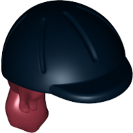 Hair and Helmet, Long with Ponytail and Black Riding Helmet Pattern Dark Red